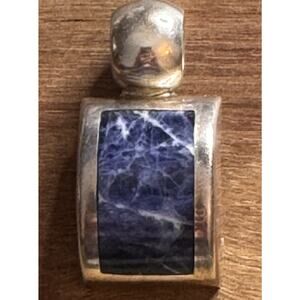 Vintage ATI Mexico 925 Sterling Silver Sodalite Pendant Modernist 15g